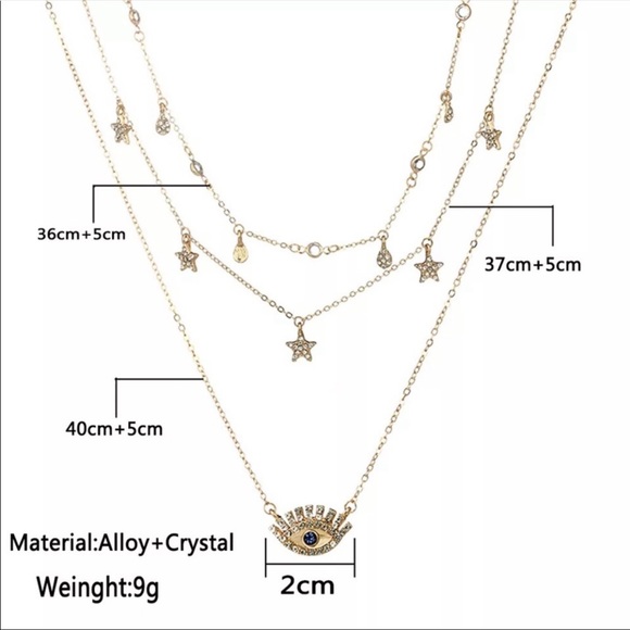 3/$30 💙 Evil Eye Pendant Multilayered Necklace - Picture 4 of 4